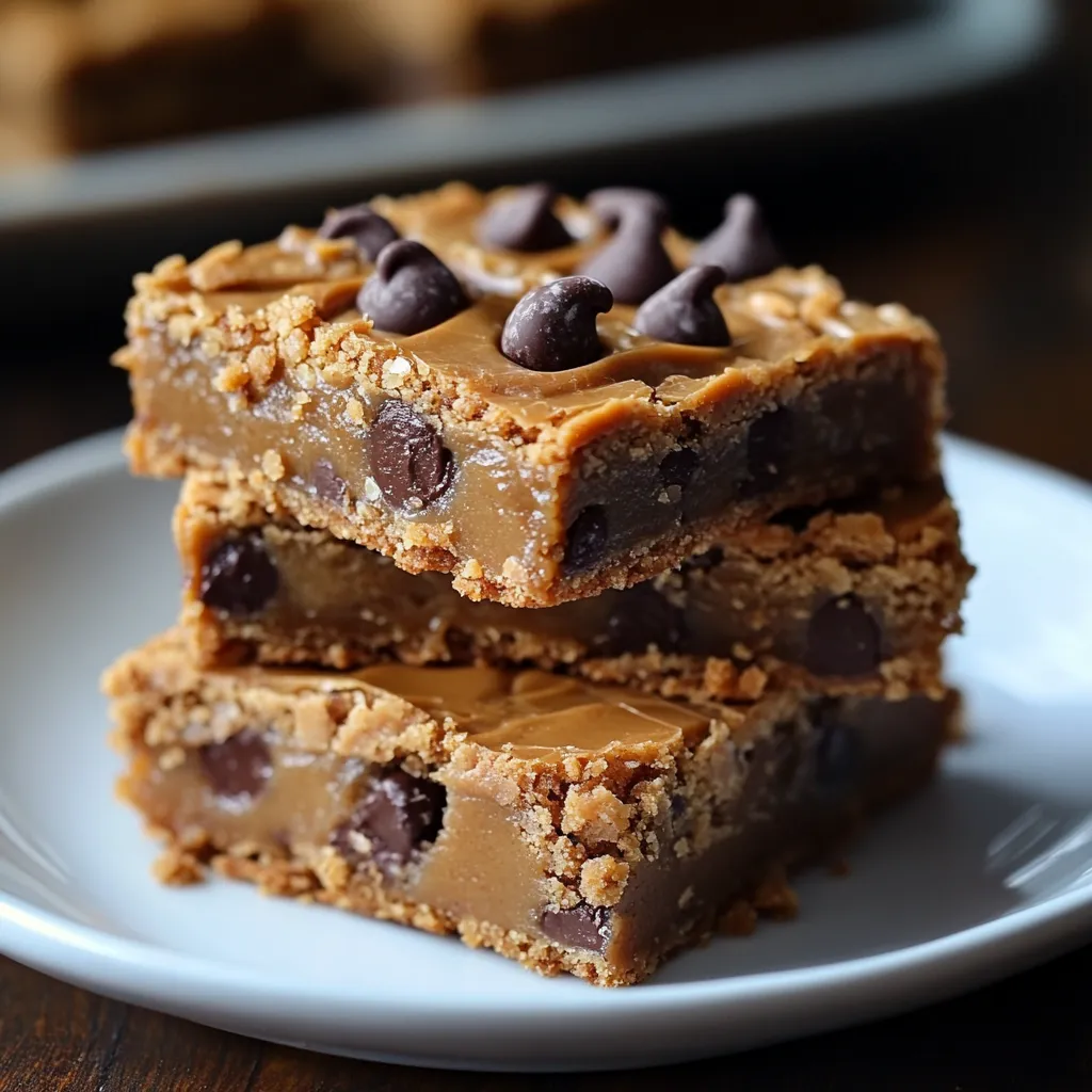 Three chewy chunks of peanut butter bars.