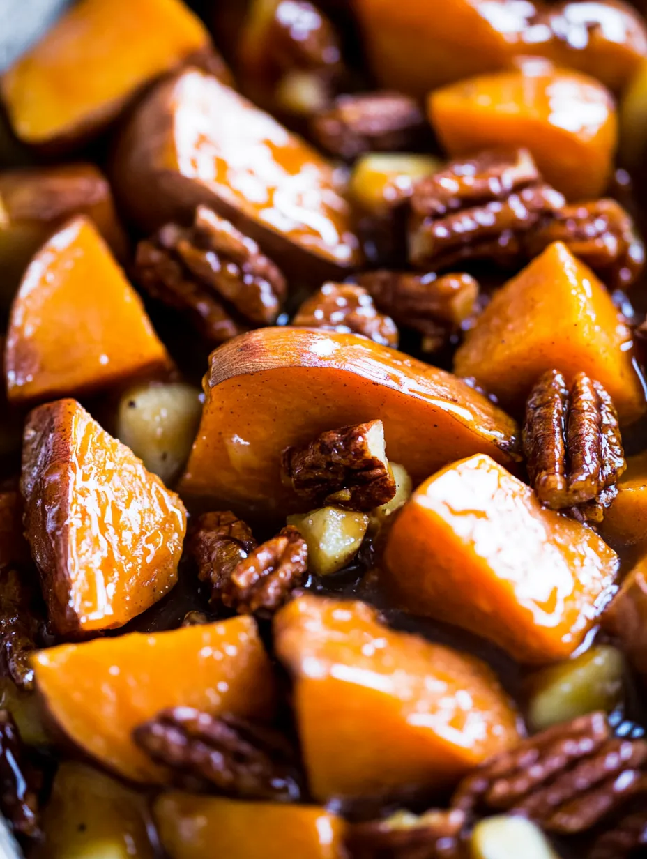 A close up of honey glazed potatoes recipe.