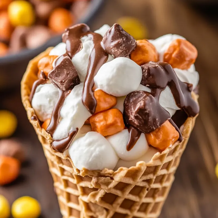 Gooey Reese's Campfire Cones Bliss.
