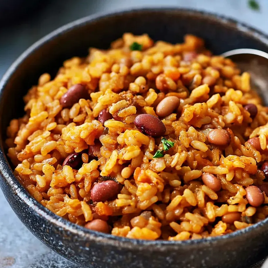 A hearty bowl of rice and beans.