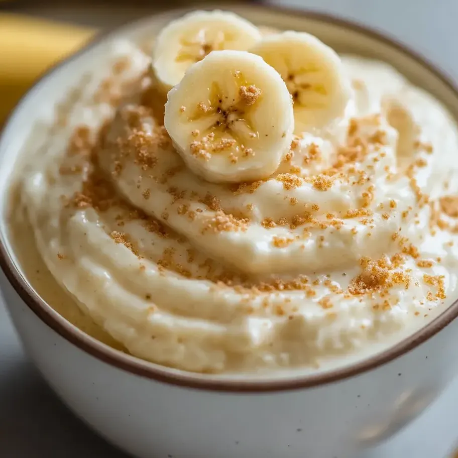 A bowl of bananas topped with creamy cottage cheese.