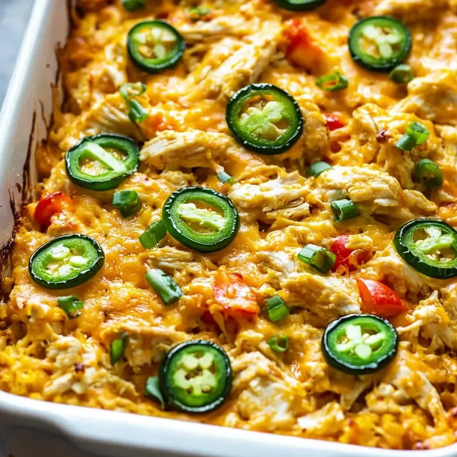 Spicy, creamy casserole in a dish.