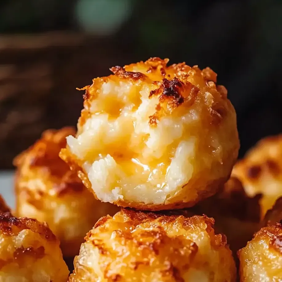 Plate of cheesy golden potato bites.