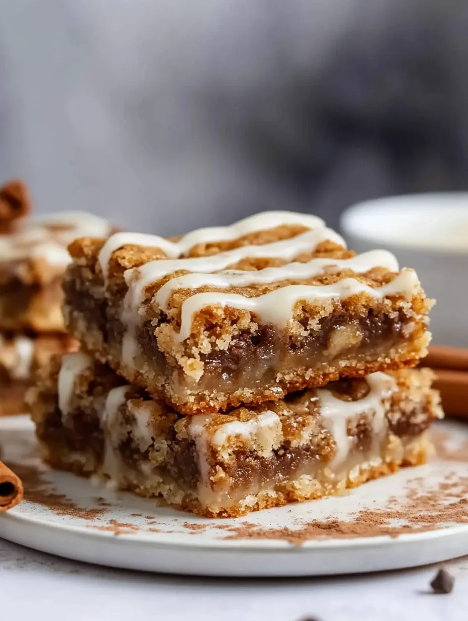 A stack of cinnamon roll blondies.