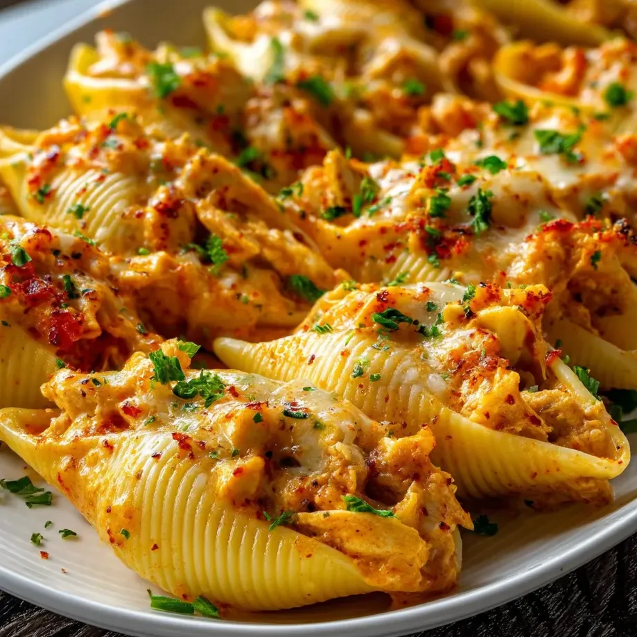 Creamy Cajun Chicken Shells on a plate.