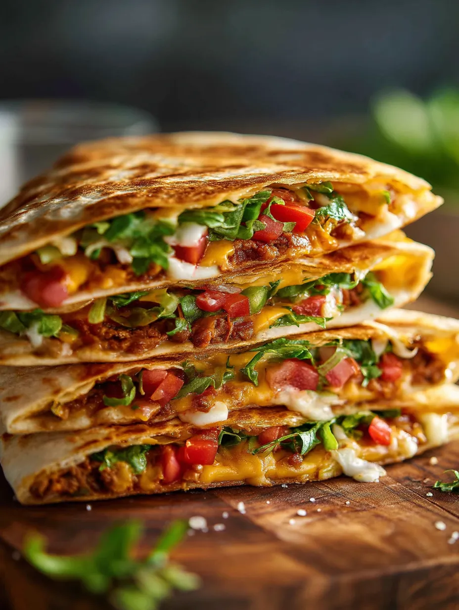 Gorgeous homemade Crunchwrap piled high.