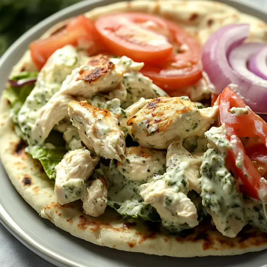 Chicken salad with chopped lettuce, tomato, and onions on a plate.