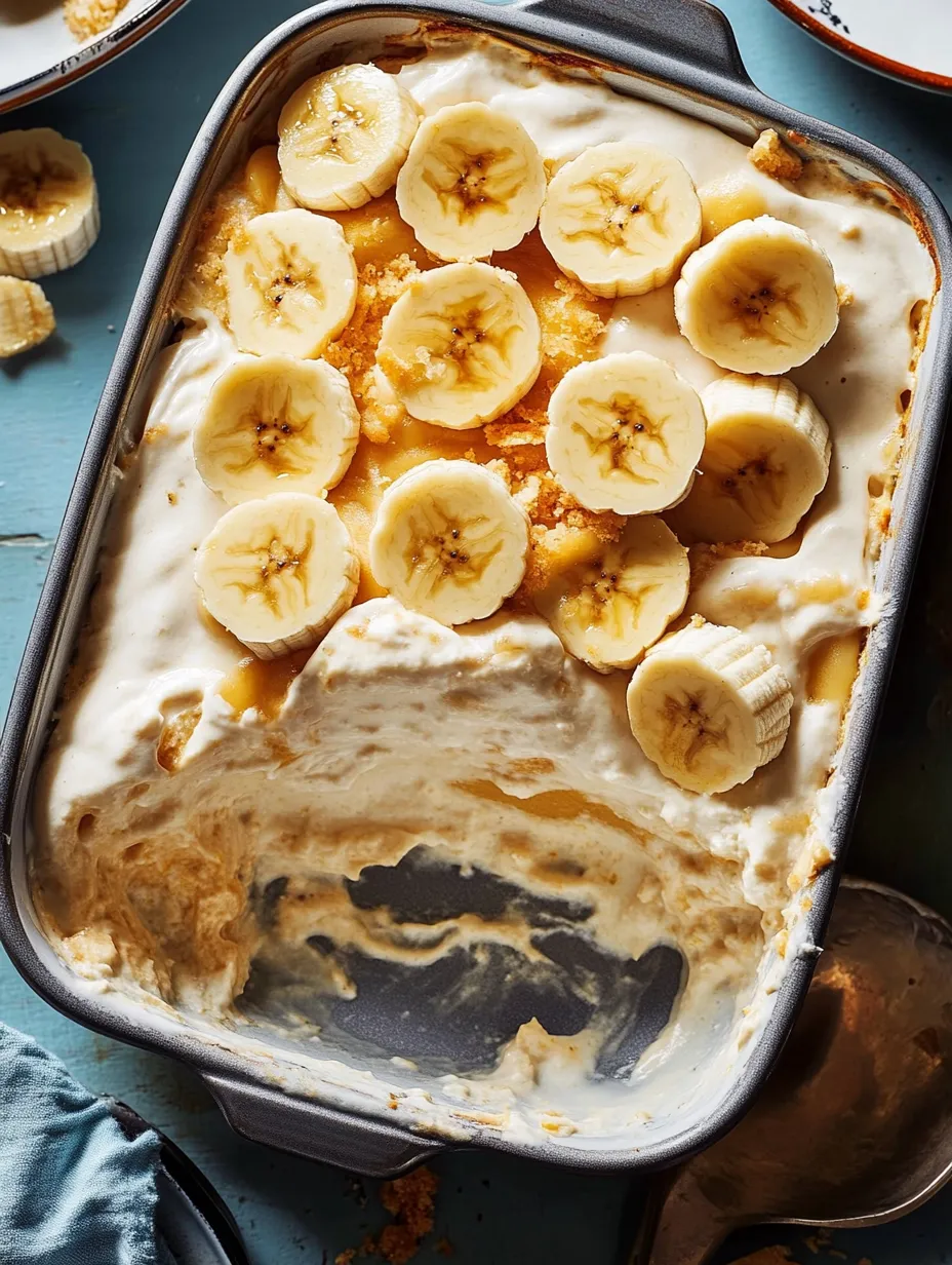 A close up of a banana pudding lasagna delight.