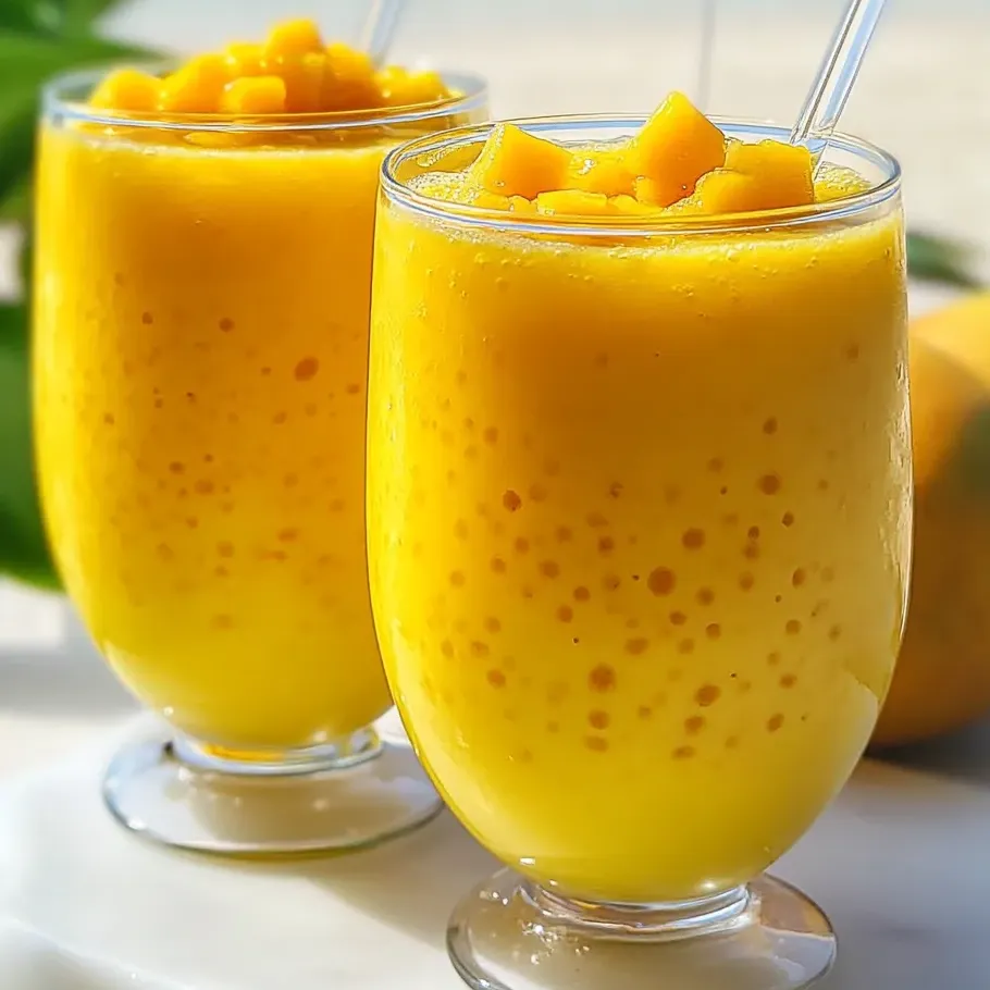 Two glasses packed with mango sago coconut yum.