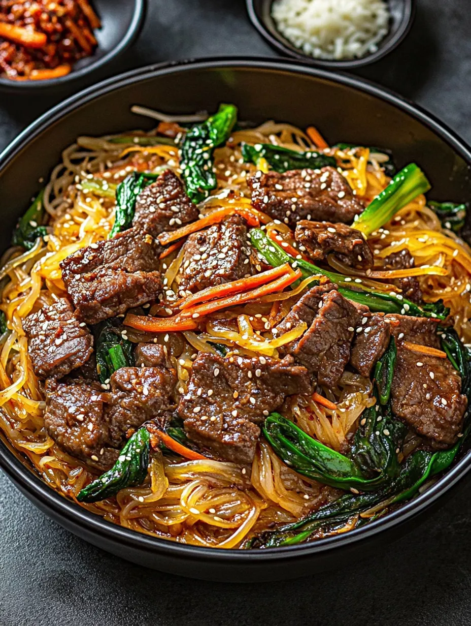 A bowl packed with meat and veggies on glass noodles.