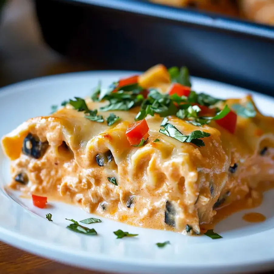 Southwest chicken pasta rolls on a plate.