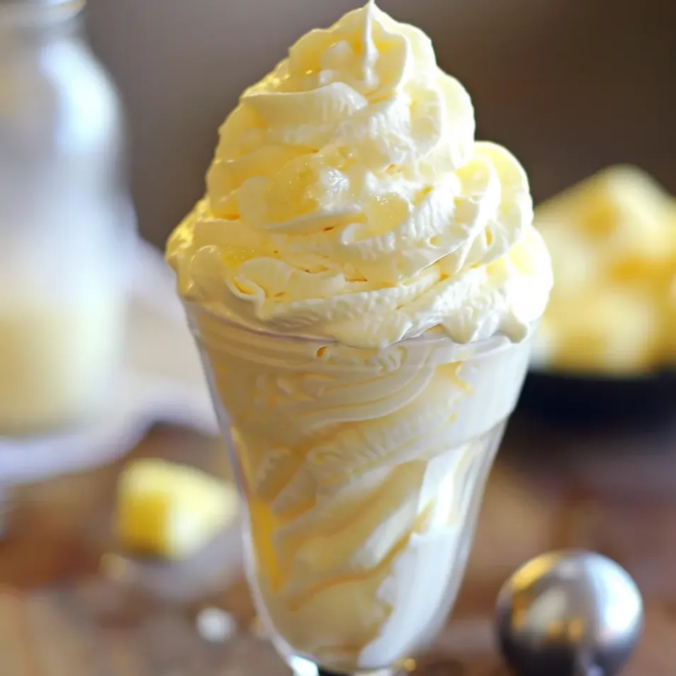 A glass of Dole Whip with Jus.