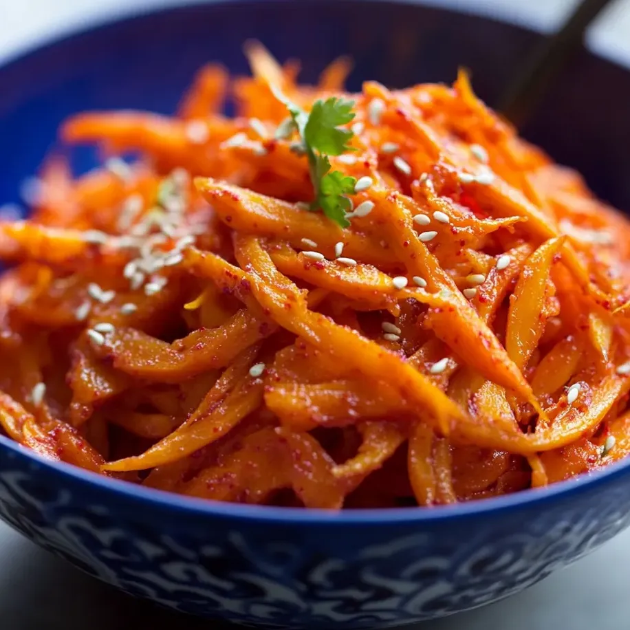 Big bowl with Korean carrot slaw.