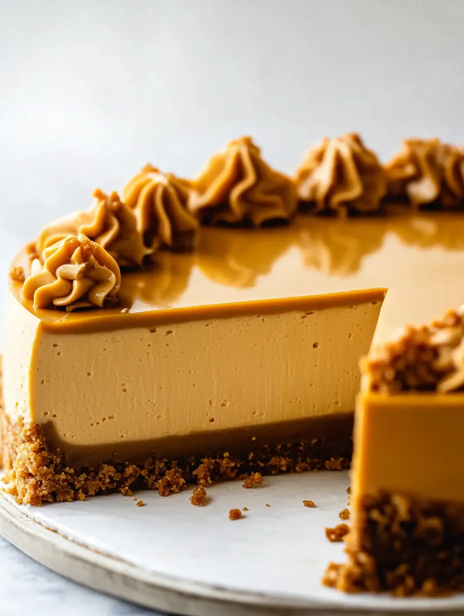 A slice of caramel cheesecake with roasted nuts.