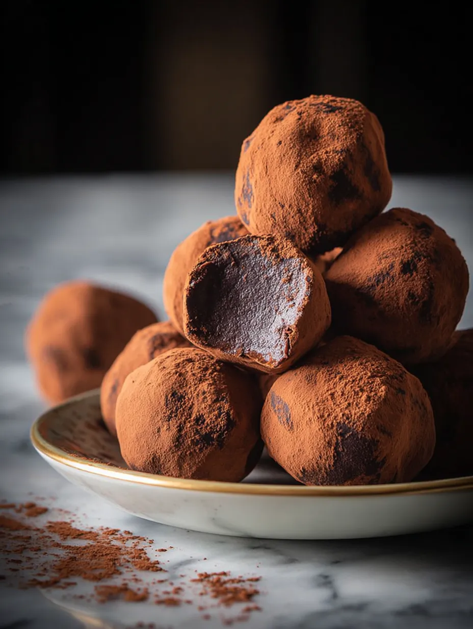 Chocolate balls on a plate.