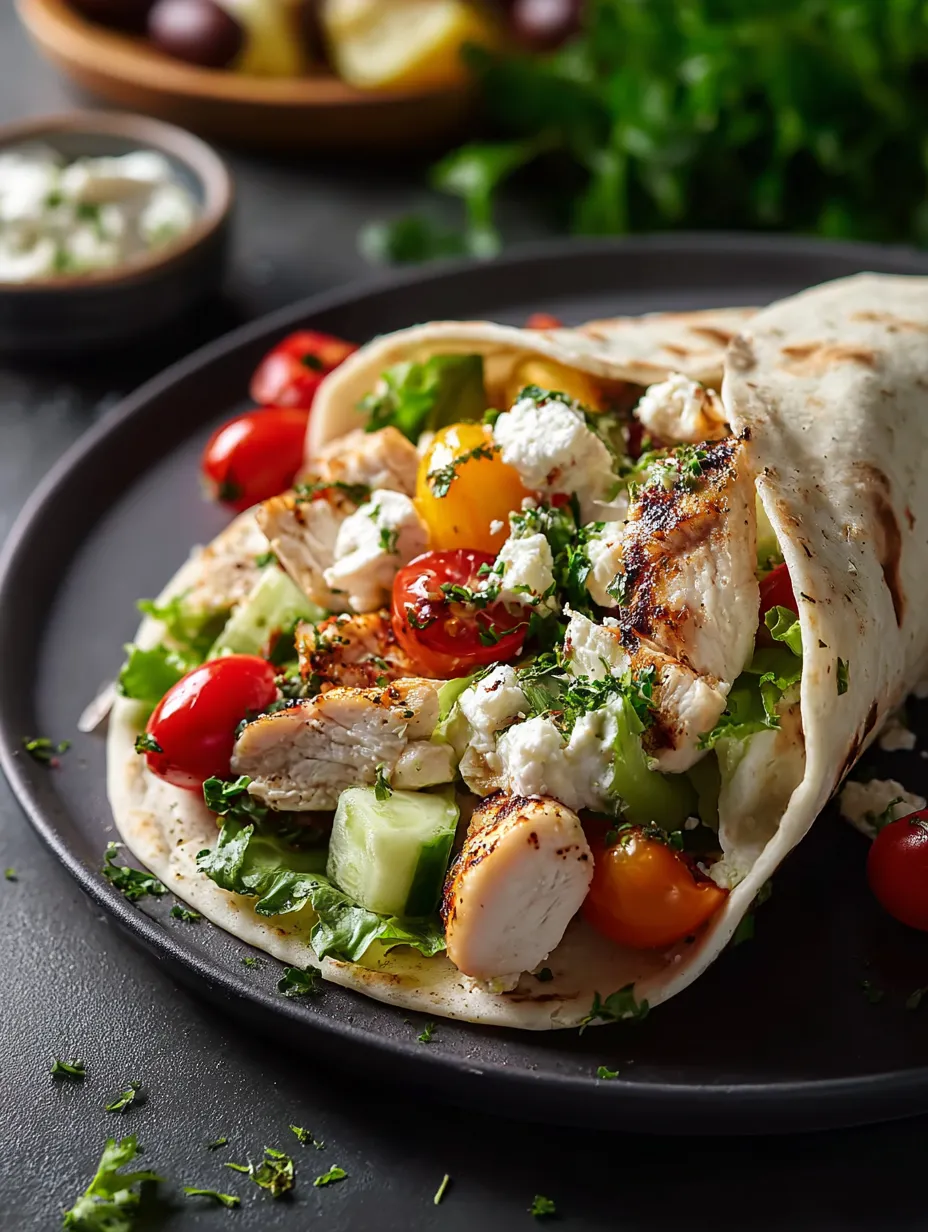 A tasty-looking wrap and some cherry tomatoes on a plate.