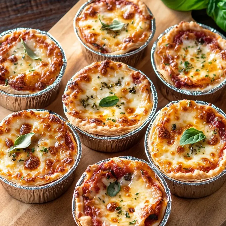 Tray packed with cheesy mini pizzas and leafy spinach peeking out.
