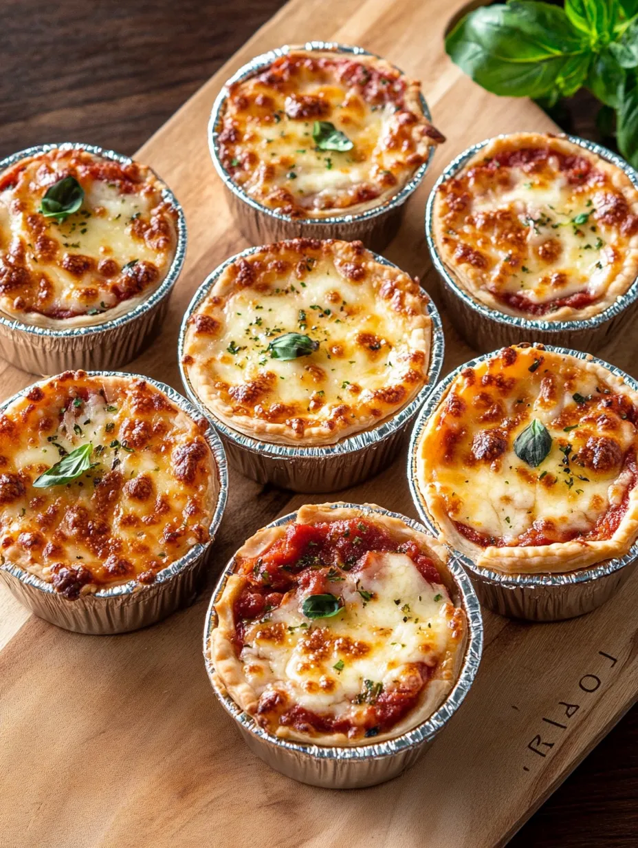 A tray of mini pizzas loaded with sauce and cheese ready to eat.