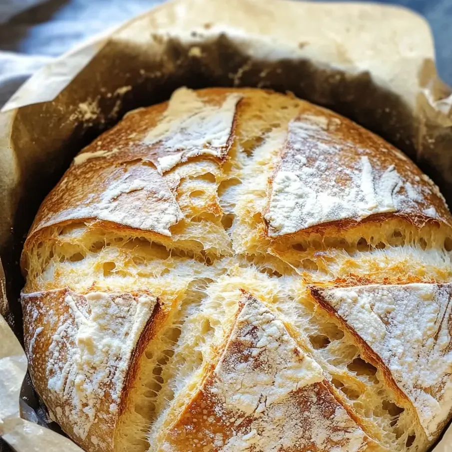 Bread loaf with a light, dusted crust.