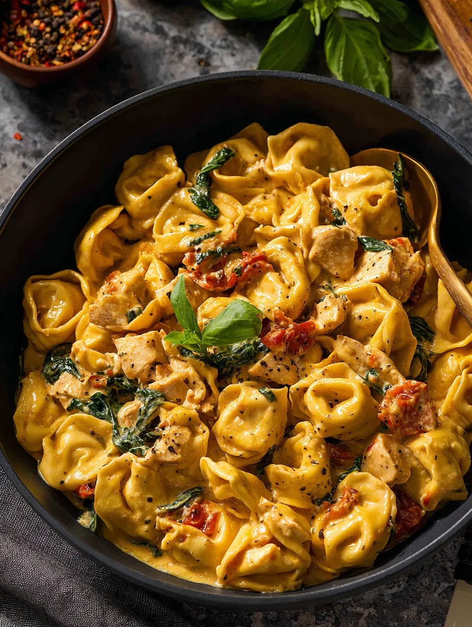 A bowl of pasta with meat and vegetables.