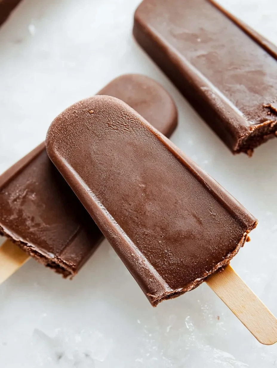 Chocolate ice cream on a stick.