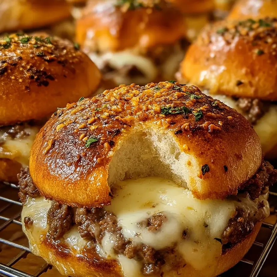 Freshly made sandwich packed with beef and cheese.