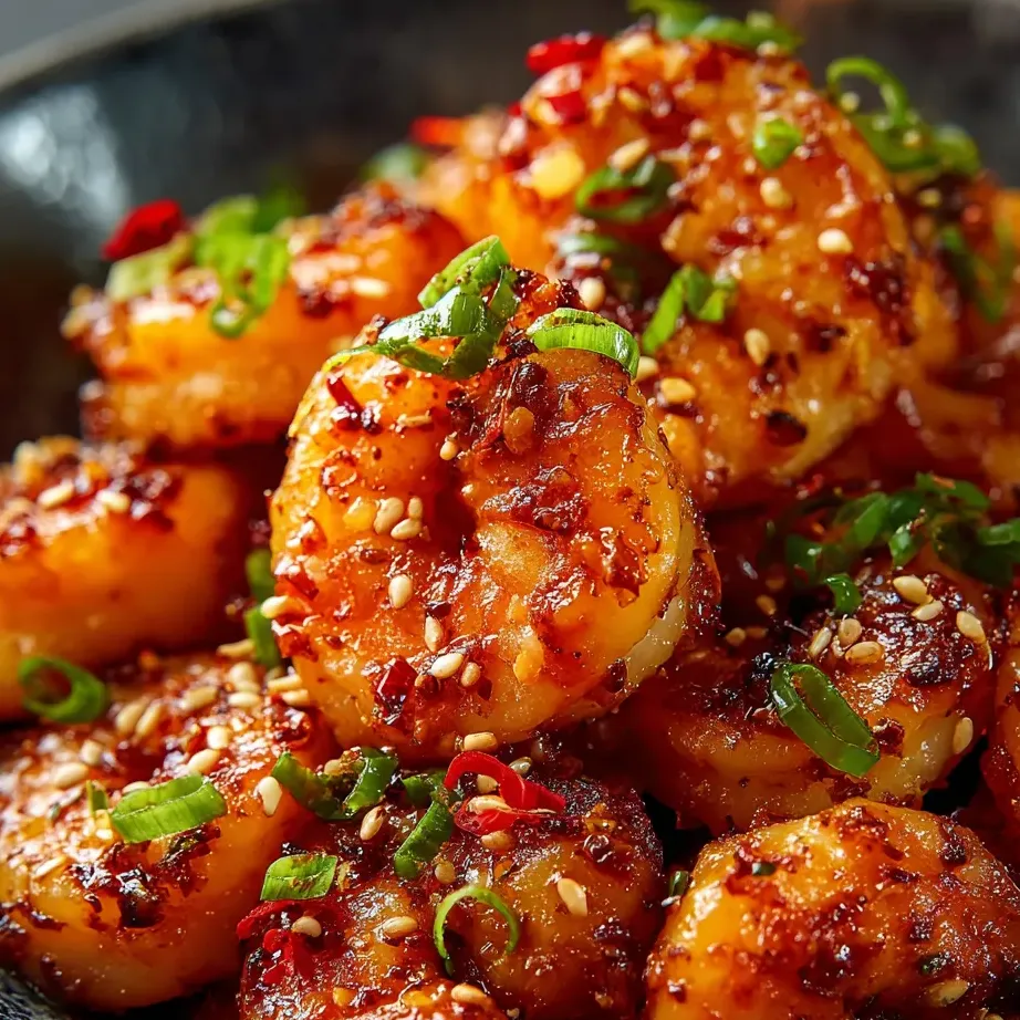 A bowl of shrimp sprinkled with seasonings.