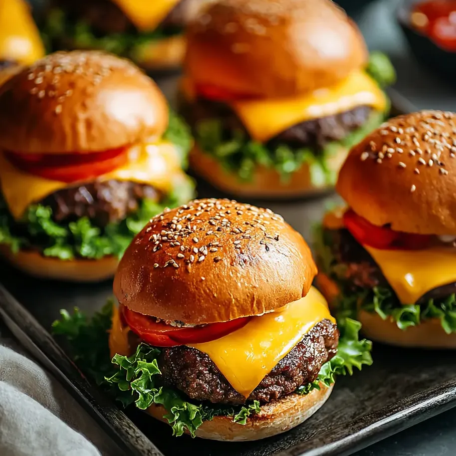 Sliders loaded with lettuce and tomato on a tray.