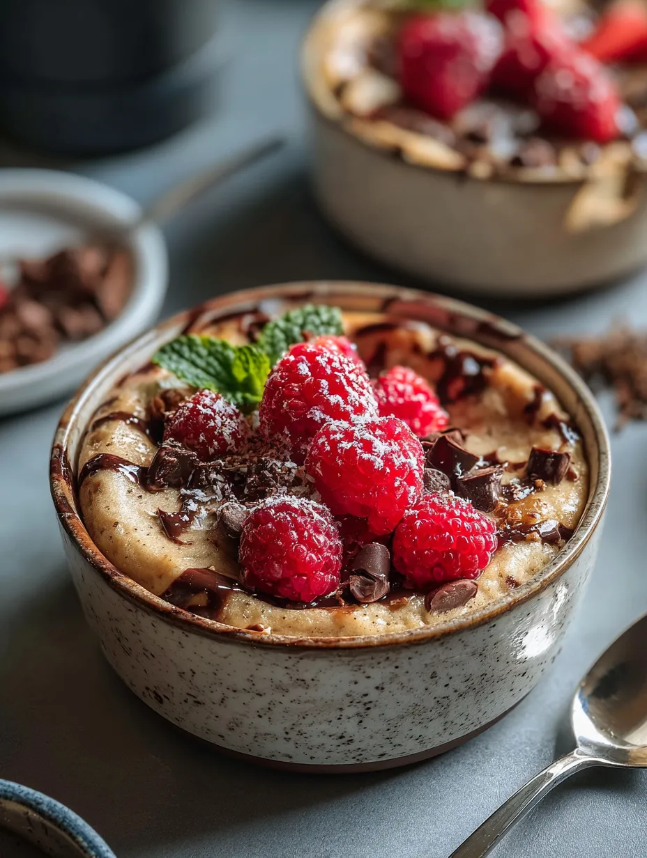 A bowl filled with chocolate and raspberries for dessert.