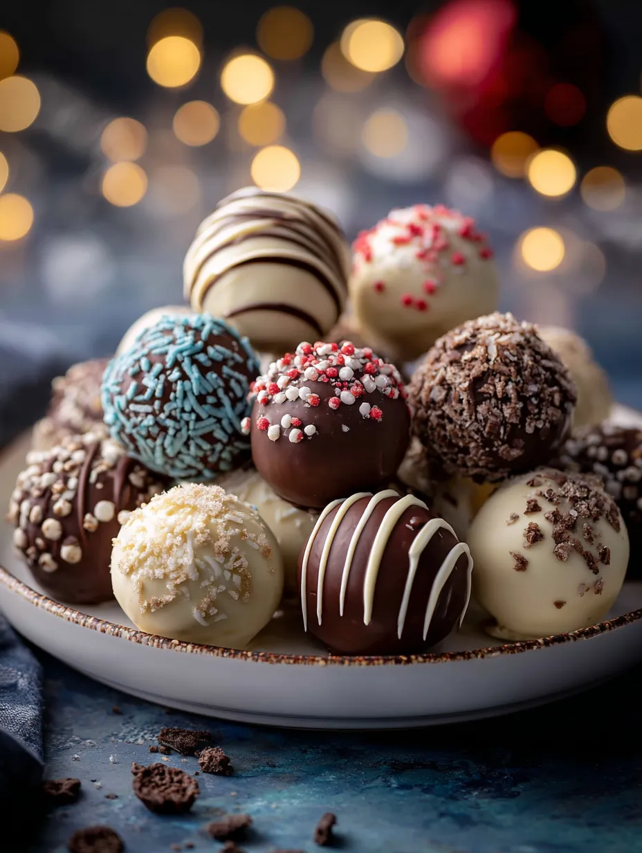A plate holding chocolate and white candies.