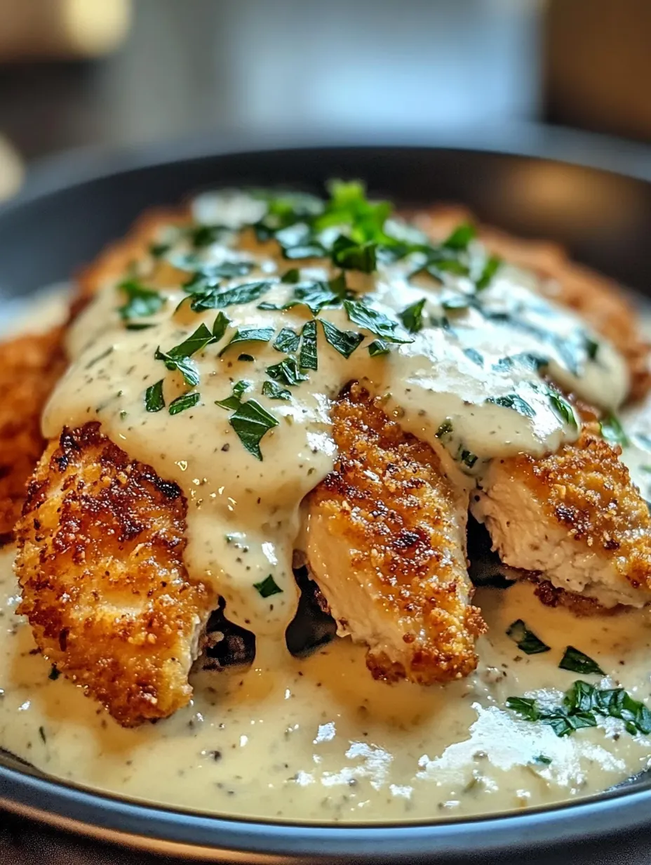 Parmesan Crusted Chicken with Creamy Garlic Sauce Recipe