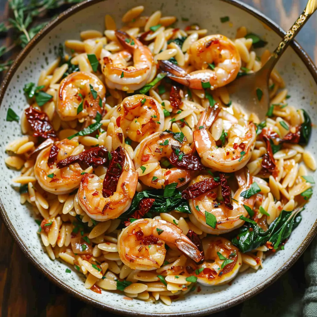 Prawn Orzo with Sun-Dried Tomatoes