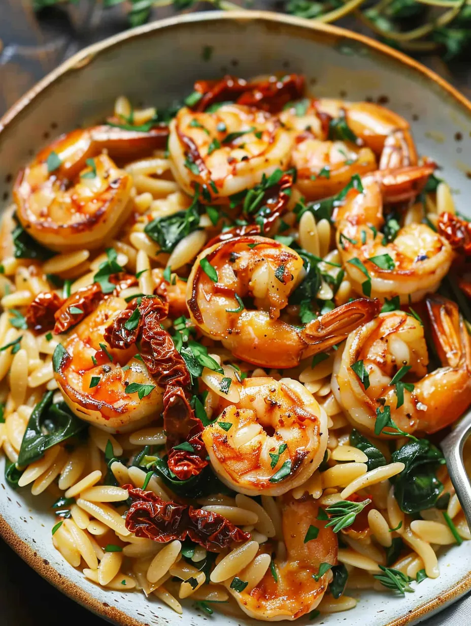 Prawn Orzo with Sun-Dried Tomatoes Recipe