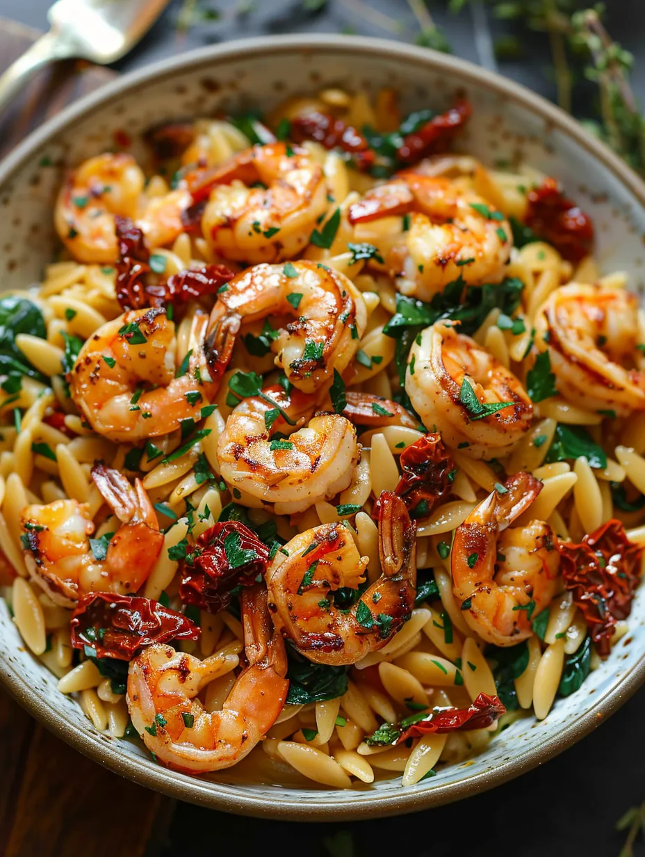 Easy Prawn Orzo with Sun-Dried Tomatoes Recipe