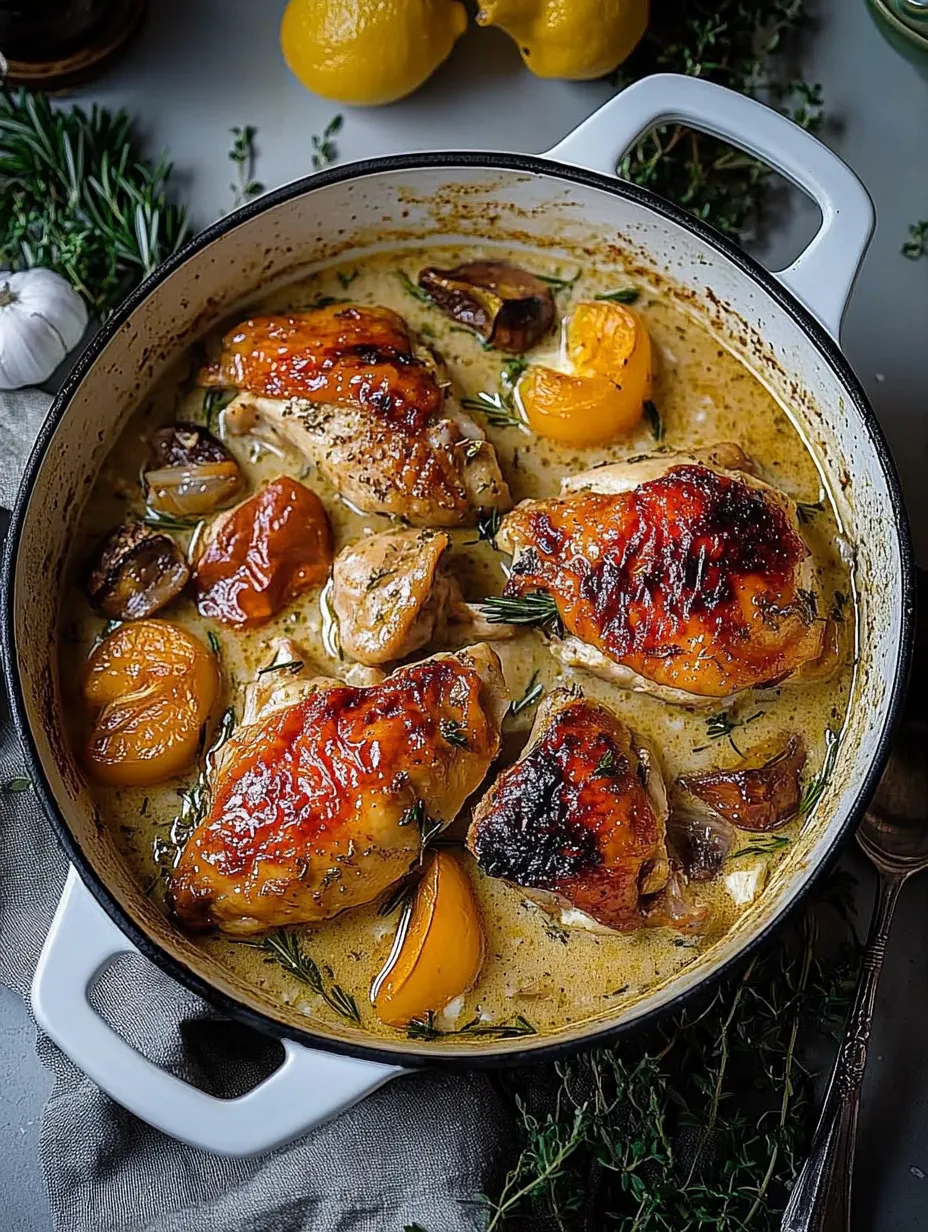 Herb Roasted Chicken in Creamy White Wine Sauce Recipe