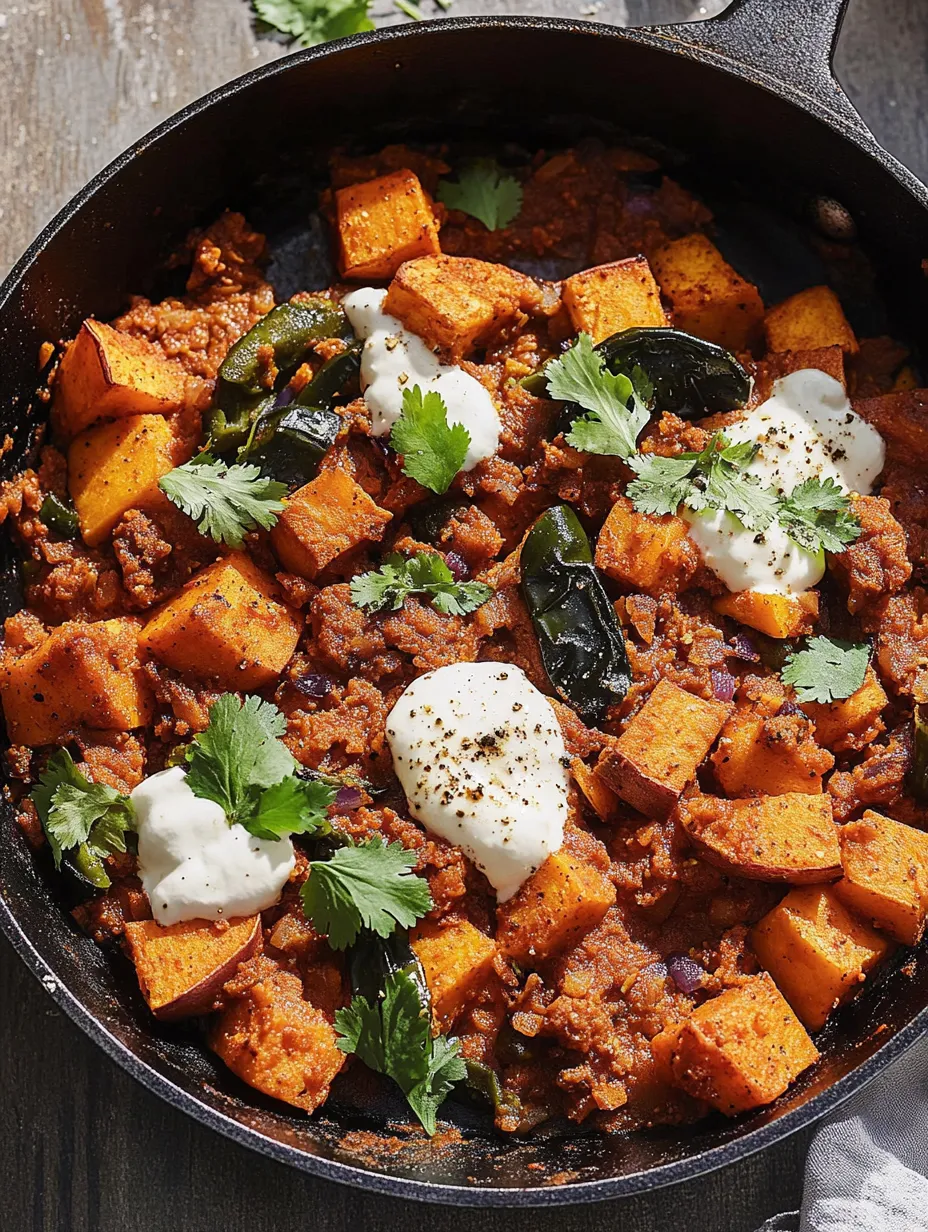 sweet potato and poblano skillet Recipe