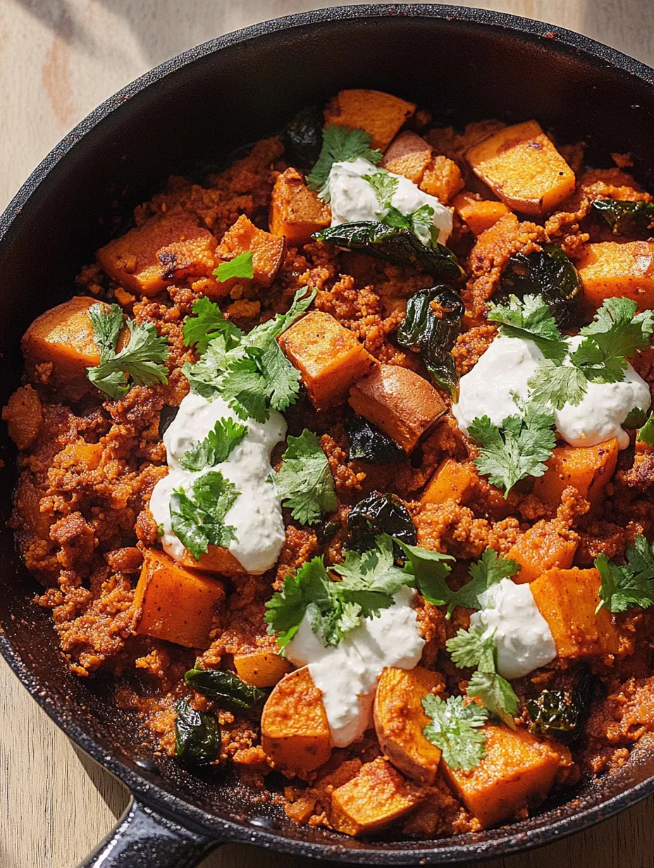 Easy sweet potato and poblano skillet