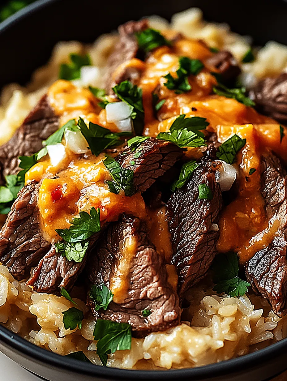 Easy Steak & Queso Rice