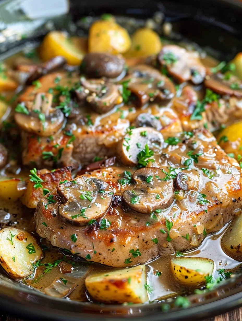 Creamy Crock Pot Pork Chops with Potatoes and Mushrooms Recipe