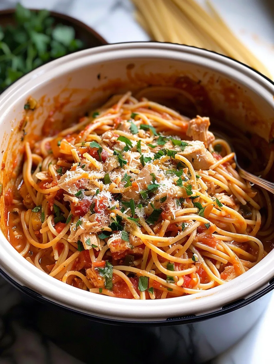 Easy Crockpot Chicken Spaghetti Recipe