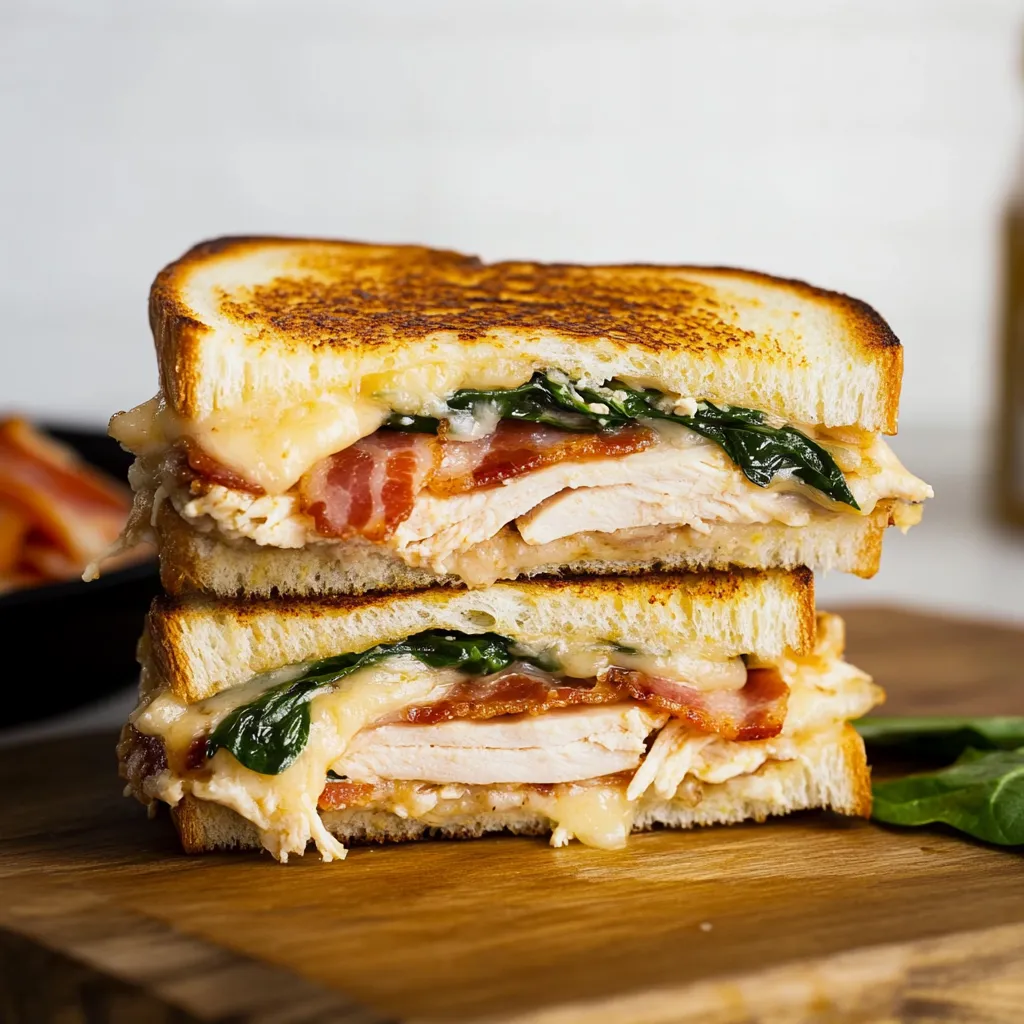 Turkey Melt with Cheddar, Spinach, and Bacon