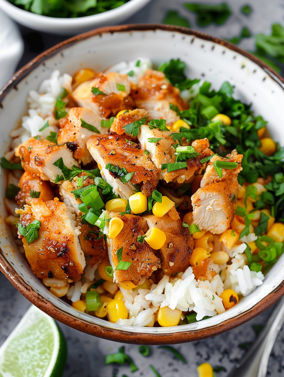 Easy Chicken Corn Rice Bowls Recipe