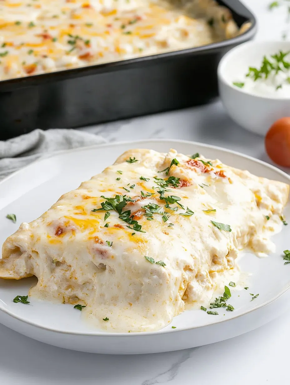 Easy Creamy White Chicken Enchiladas