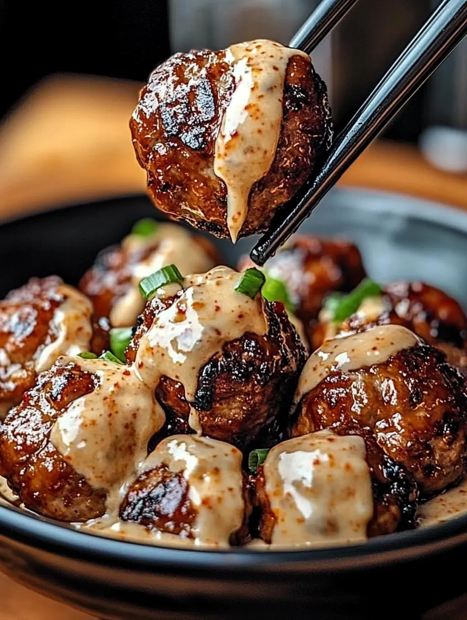 Easy Korean BBQ Meatballs with Spicy Mayo Dip