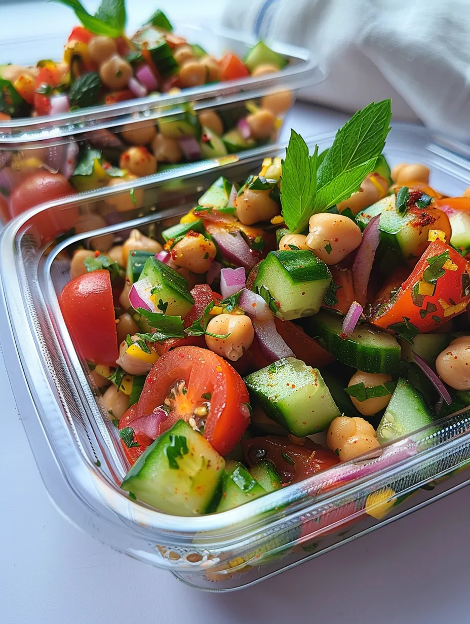 Easy Chickpea Salad with Cucumber and Tomatoes Recipe