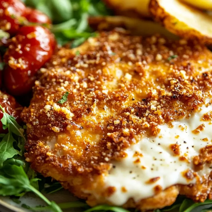 A plate with crispy chicken and vegetables.