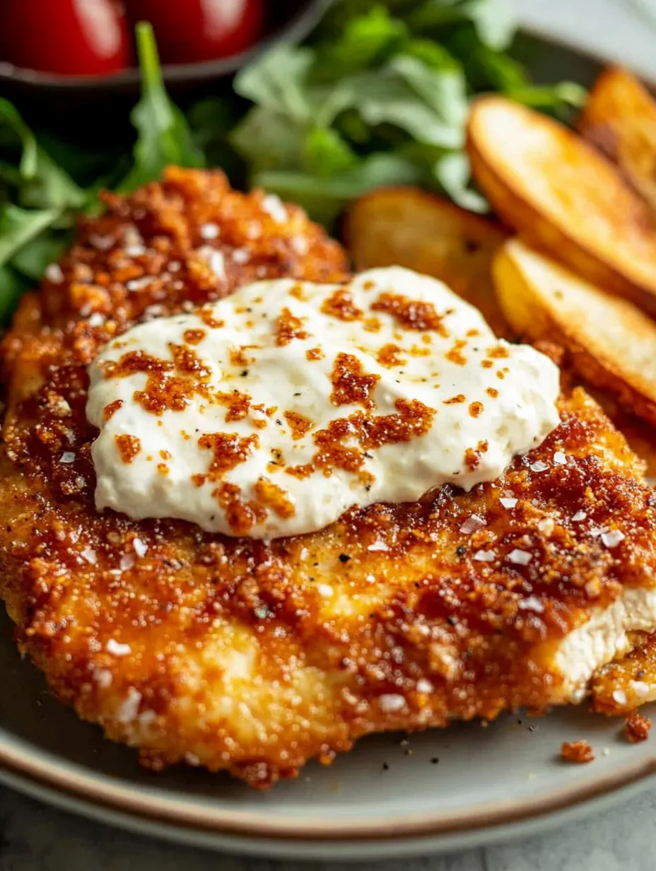A plate of chicken with feta cheese and honey.