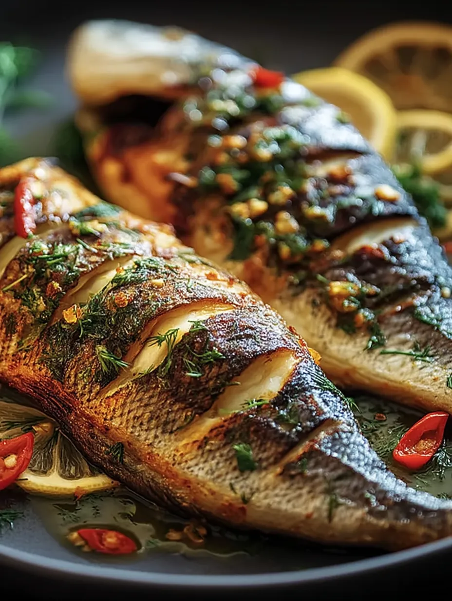 Grilled fish with a zesty touch.
