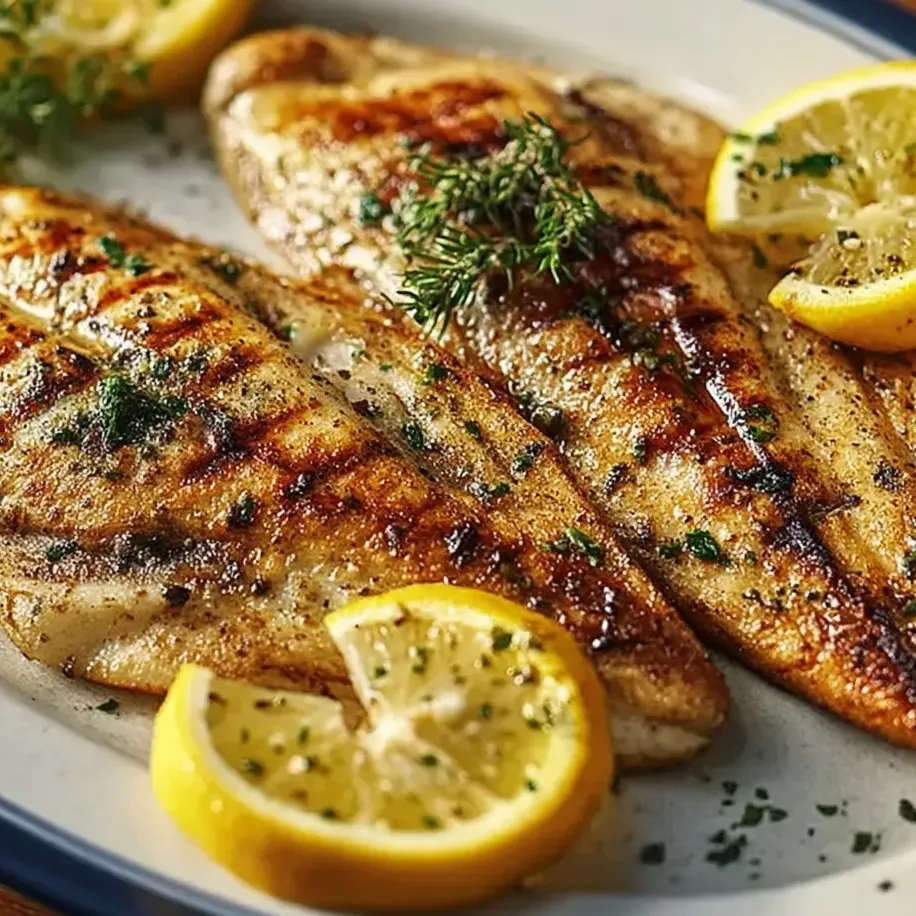 Tilapia topped with lemon and herbs.