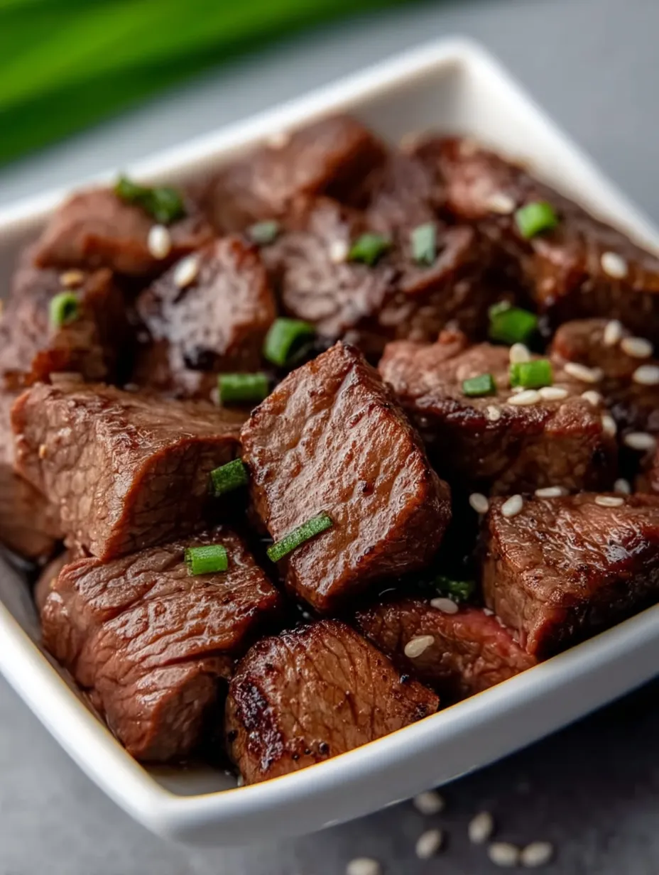 A bowl of beef with onions.